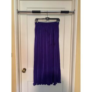 Purple Maxi Skirt Elastic Waist‎ Pleated Long Skirt Flowy Womens Size